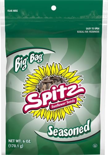 Spitz Seasoned Flavored Sunflower Seeds 6 ounce Resealable Big Bag"" (Pack of 6)