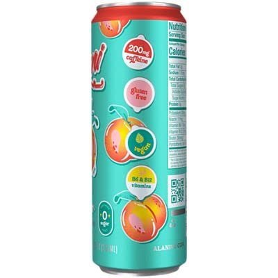 Alani Nu Energy Drinks 6 Cans Sugar Free 200mg of Caffeine B Vitamins 12 Fluid Ounce Cans (Juicy Peach)