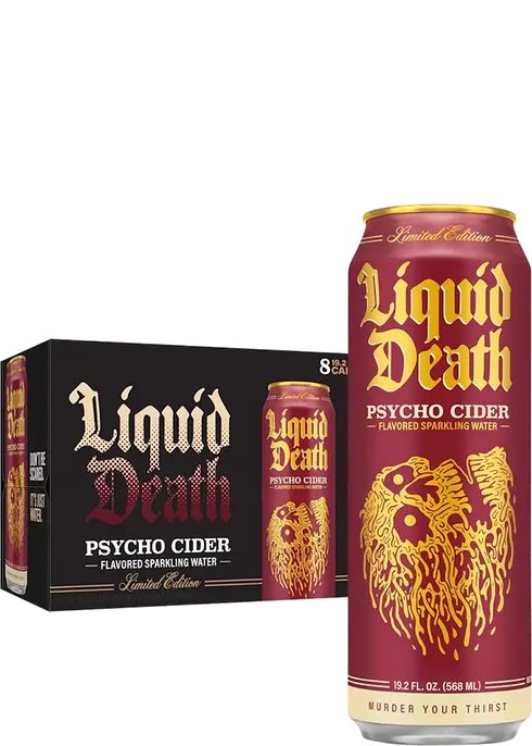 Liquid Death Sparkling Psycho Cider 19.2 Fl Oz Cans (Pack of 8)