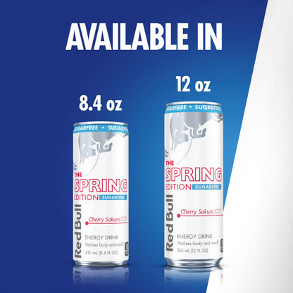 Red Bull Spring Edition Sugarfree Energy Drink, Cherry Sakura, 114mg Caffeine, Taurine & B Vitamins, 12oz. Pack of 24 Cans