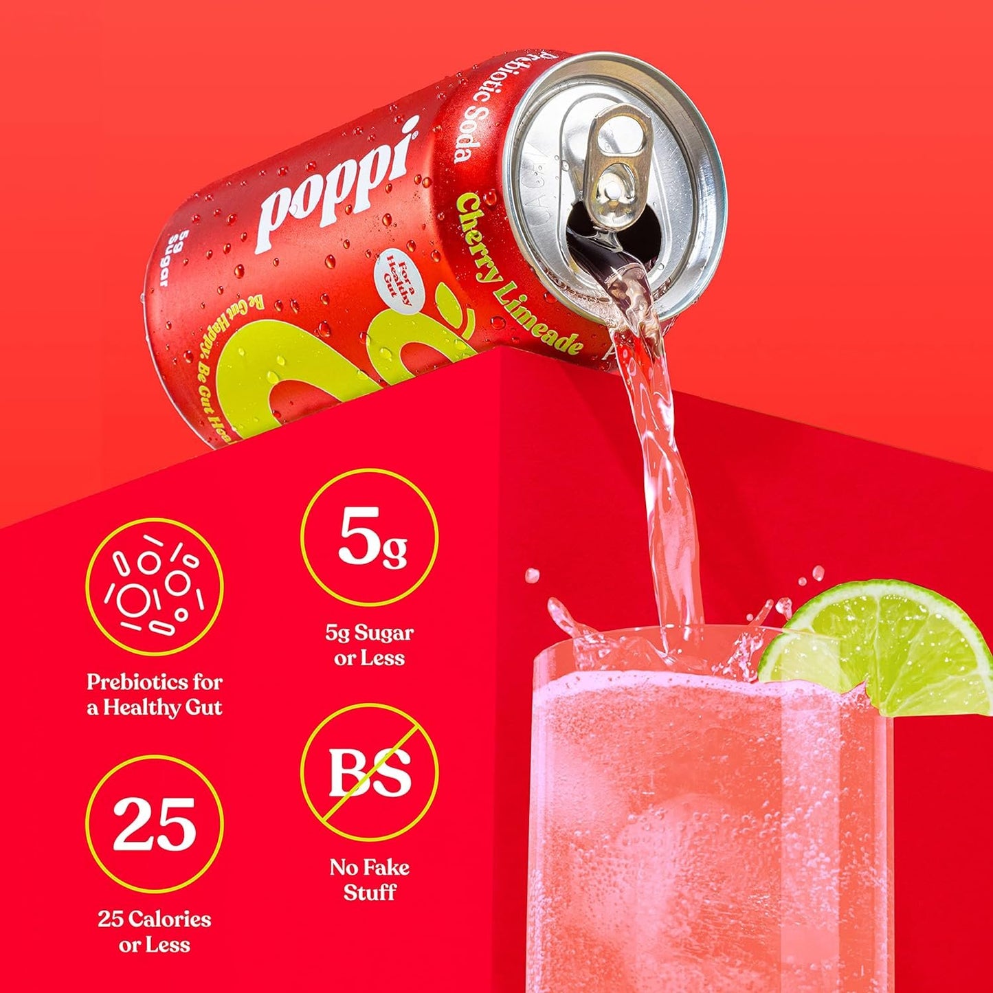 Poppi Cherry Limeade Prebiotic Soda 4pk, 12 FZ