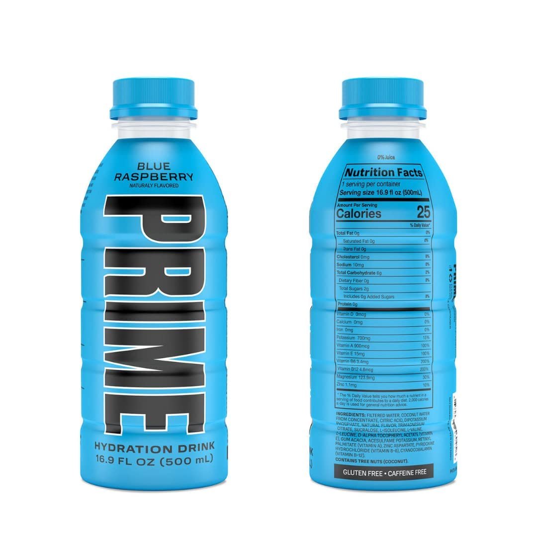Prime Hydration Sports Drink Variety Pack - Energy Drink, Electrolyte Beverage - Lemon Lime, Tropical Punch, Blue Raspberry, Orange, Grape & Meta Moon - 16.9 Fl Oz (6 Pack) W/ Tip The Scales sticker