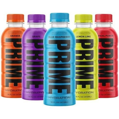 Prime Hydration with BCAA Blend for Muscle Recovery 16.9 Fl Oz Bottle 12 Count (5 Flavor Variety Pack)