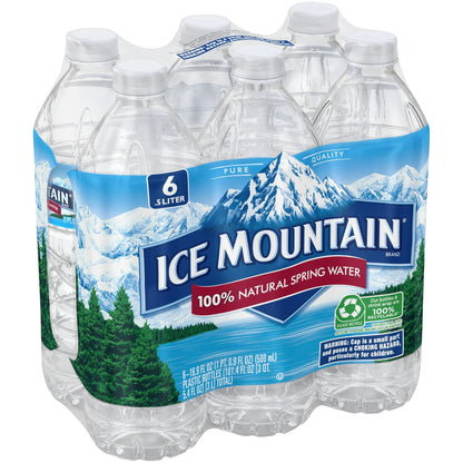 ICE MOUNTAIN BRAND 100% Natural Spring Water 6-16.9 fl. oz. Bottles