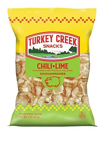 Turkey Creek - America’s Best Fried Pork Skins, offers a Premium 4-Bag Pack of its Chili-Lime Pork Rinds . These Pork Skin Chips (Chicharrones) are packed in full 2.0 oz bags.