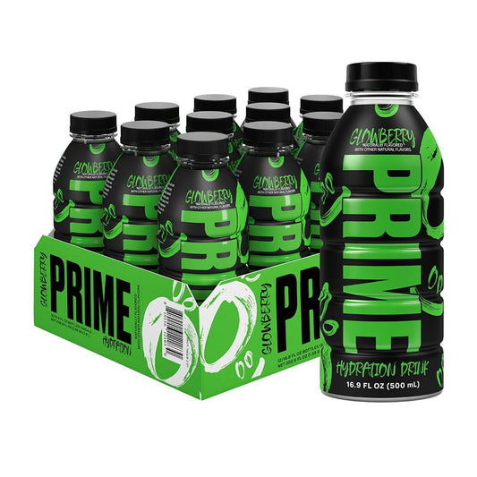 Prime Hydration Sports Drink by Logan Paul & KSI Glowberry - 12 x 500ml Pack