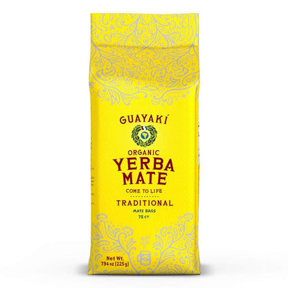 Guayaki Yerba Mate, Organic Traditional Single Serve, 7.9 Ounces (75 Tea Bags), 40mg Caffeine per Serving, Alternative to Tea, Coffee and Energy Drinks