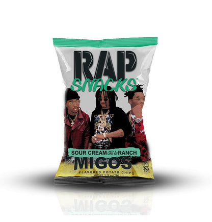 Rap Snacks 5 Pack Variety (2.5oz Bags) (Migos Sour Cream Dab of Ranch)