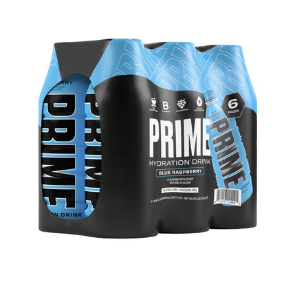 Prime Hydration Drink, Blue Raspberry, 16.9oz 6-Pack Bottles