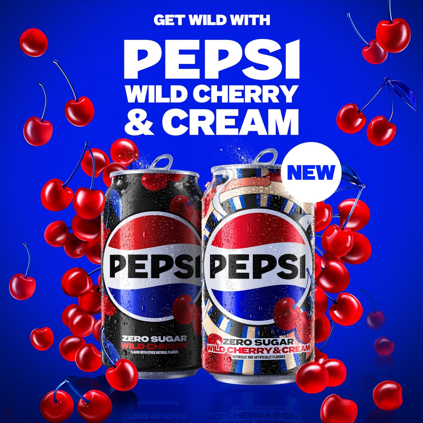 Pepsi Zero Sugar Cola Soda Pop, Wild Cherry & Cream, 12 fl oz Cans (12 Pack), Zero Calories, Zero Sugar