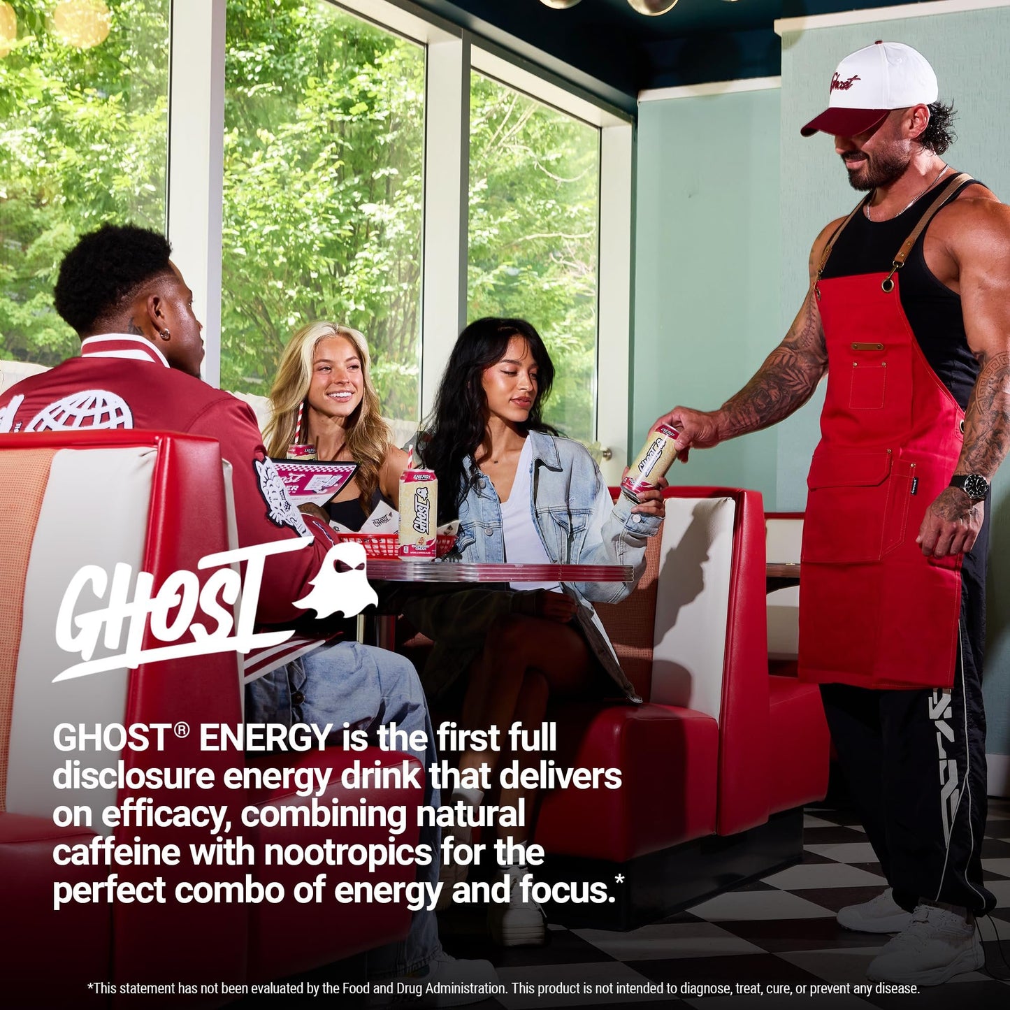 GHOST Energy Drink - 12-Pack, Raspberry Cream, 16oz Cans - Energy & Focus & No Artificial Colors - 200mg of Natural Caffeine, L-Carnitine & Taurine - Gluten-Free & Vegan