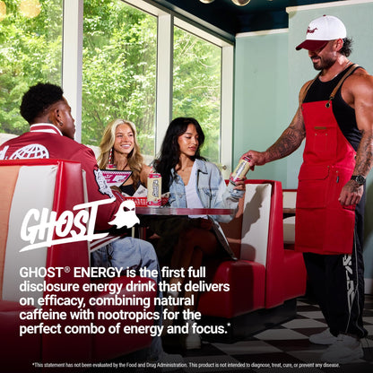 GHOST Energy Drink - 12-Pack, Raspberry Cream, 16oz Cans - Energy & Focus & No Artificial Colors - 200mg of Natural Caffeine, L-Carnitine & Taurine - Gluten-Free & Vegan