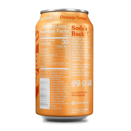 POPPI Sparkling Prebiotic Soda, Beverages w/Apple Cider Vinegar, Seltzer Water & Fruit Juice, Orange Cream, 12oz (12 Pack)