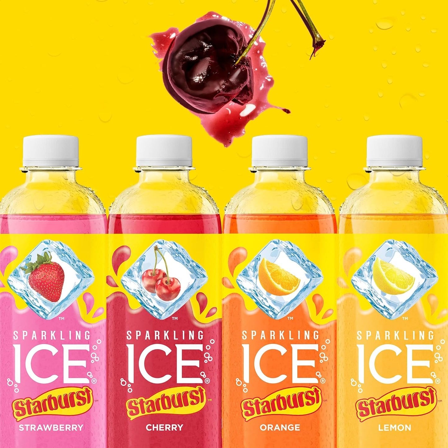 Sparkling Ice STARBURST Cherry, Zero Sugar Flavored Sparkling Water, with Vitamins and Antioxidants, Low Calorie Beverage, 17 fl oz Bottles (Pack of 12)