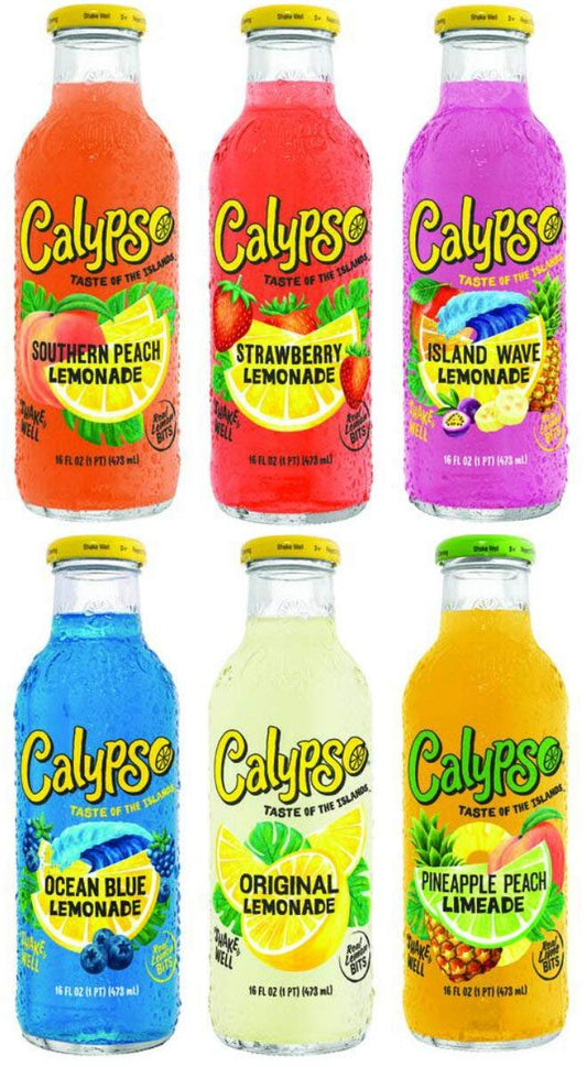 Calypso Lemonades 16 Ounce Glass Bottles 6 Pack (6 Flavor Sampler Pack)