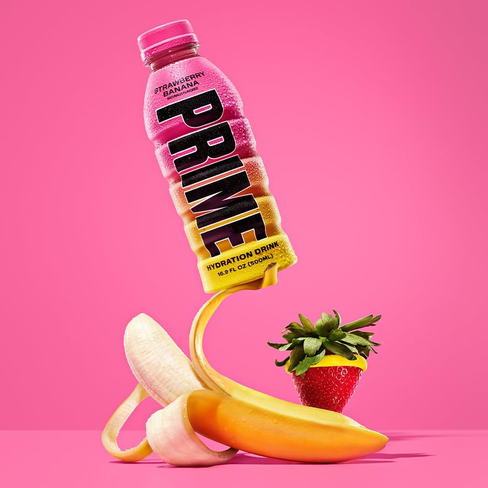 PRIME Hydration Strawberry Banana 16.9 Fl Oz (Pack of 12)