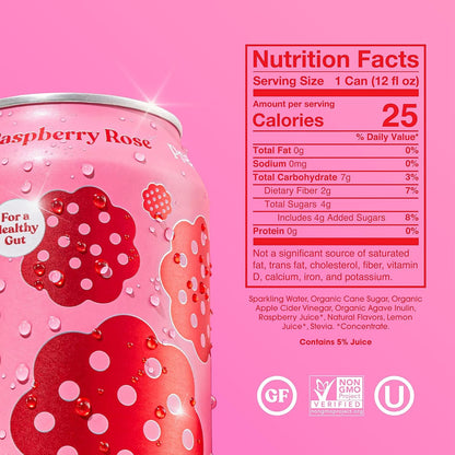 Poppi Raspberry Rose Prebiotic Soda 4 Pack, 12 FZ