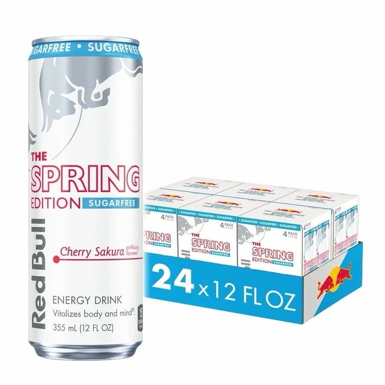 Red Bull Spring Edition Sugar Free Energy Drink, Cherry Sakura, 12 fl. oz., 6 x 4 cans