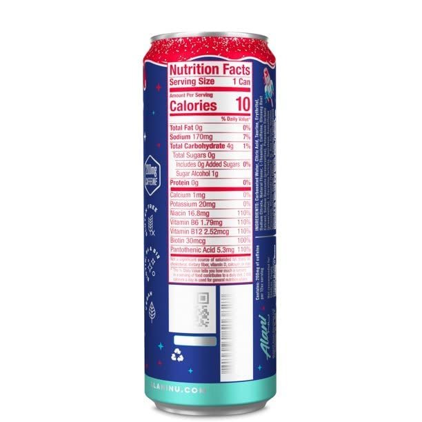 Alani Nu Energy Drinks 6 Cans Sugar Free 200mg of Caffeine B Vitamins 12 Fluid Ounce Cans (Rocket Pop)