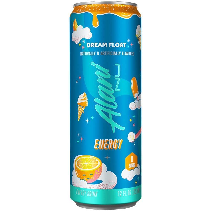 Alani Nu Energy Drinks 6 Cans Sugar Free 200mg of Caffeine B Vitamins 12 Fluid Ounce Cans (Dream Float)