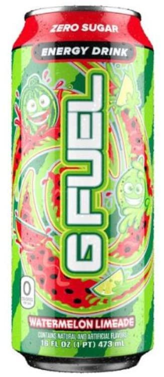 G Fuel Watermelon Limeade Energy Drink, 16 oz can, 12-pack case